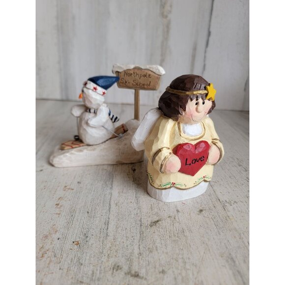 Cannon falls Eddie Walker Angel cherub snowman ski Xmas set - Picture 1 of 4